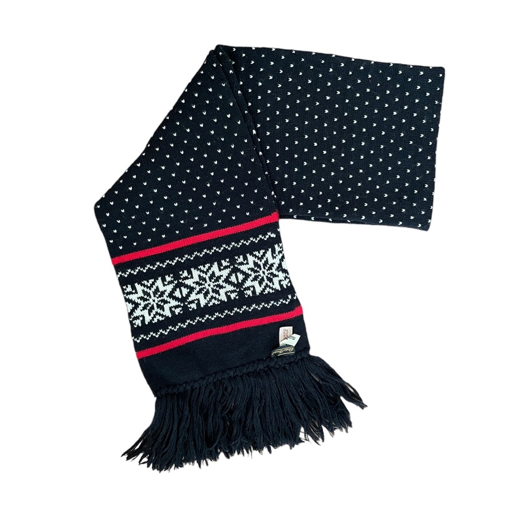 Vintage Eddie Bauer Wool blend Knit scarf - snowflake double layer, unisex